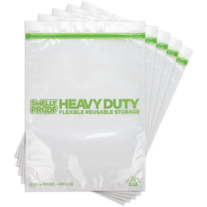 Smelly Proof HEAVY DUTY Reusable STAND-UP Bags for Food Storage, USA Made, NO PEVA & BPA FREE, Reusable Freezer Bags, Dishwasher-Safe, Triple Zip, CLEAR 5-mils XXL 2-Gallon 12" x 16" - 5pk - size: 5pk XXL 2-Gallon 12"x16"