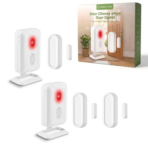 GreenCycle Door Sensor Chime When Door Opens, Entry Alert Chime - color: 3 receivers + 2 chimes