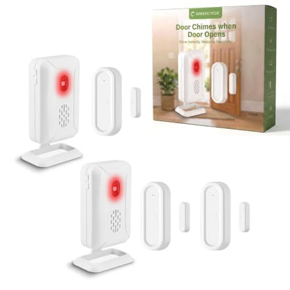 GreenCycle Door Sensor Chime When Door Opens, Entry Alert Chime - color: 3 receivers + 2 chimes