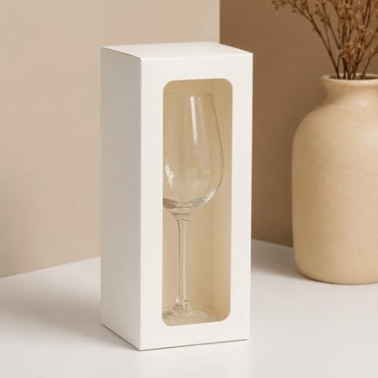 10pcs Paper Viewing Window Wine Glass Packaging Gift Box White Cardboard Present Container Retail Merchandise Carrier