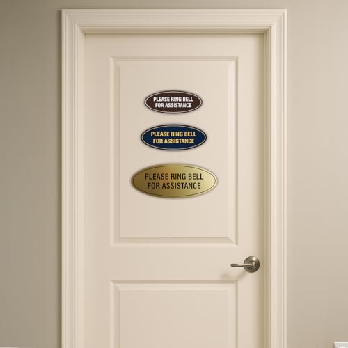 Signs ByLITA Oval Please Ring Bell for Assistance Sign (Red/Yellow) - Small - color: Red/Yellow, size: 2 x 5" - Small (1 Pack)