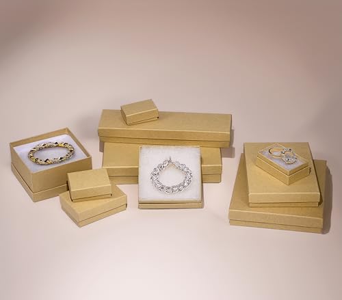 TheDisplayGuys 25 Cardboard Gift Jewelry Boxes w/Paddings #65-6.0x5.0x1 - color: Kraft Brown