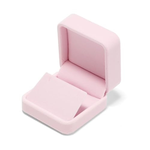 Pink Velvet Hinged Earring Gift Box - color: Pink