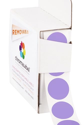 ChromaLabel Lavender Removable Dot Stickers, 3/4 Inch, 1000/Box - color: Lavender, size: 3/4"