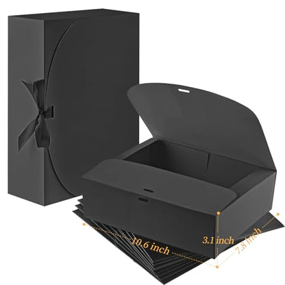 Ocmoiy 12 Pack Black Gift Boxes with Lids, 10.6 x 7.8 x 3.1 Inch - color: Black