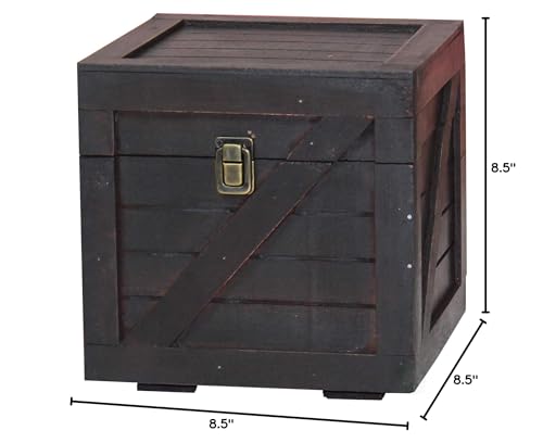 Vintiquewise Stackable Wooden Cargo Crate Style Storage Chest (Black) - color: Black