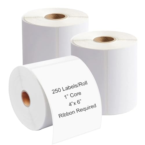 4 x 6 Inches Desktop Thermal Transfer Labels, Thermal Ribbon Required - size: 4x6 inches