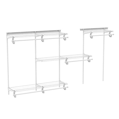 ClosetMaid ShelfTrack Wire Closet Organizer System, Adjustable from 5 to 8 Ft., with Shelves, Clothes Rods, Hardware, Durable Steel, White - color: White, size: 5 to 8 ft