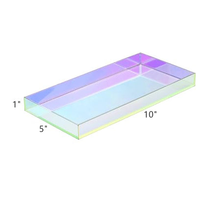 ROYALITA Acrylic Tray for Countertop, Guest Towel Holder Tray for Bathroom - color: Iridescent