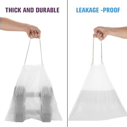 2.6 Gallon Small Trash Bags, Heihaily 60 Count Clear Drawstring Garbage Bags with Leak-Proof Bottom for Bathroom, Office & Bedroom, 16.9 x 17.7 Inch Heavy Duty Plastic Waste Bags - color: 2.6Gal white 60 Counts