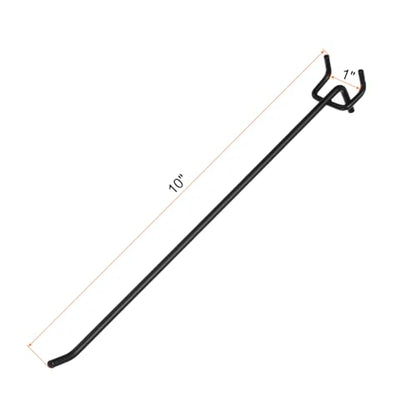 HARFINGTON 10pcs Pegboard Shelving Hooks 10" Stainless Steel Peg Board Display Hook Hanging Holders Wall Mount Organize Tools for Workbench Garage Kitchen Store, Black - size: 10 Inch