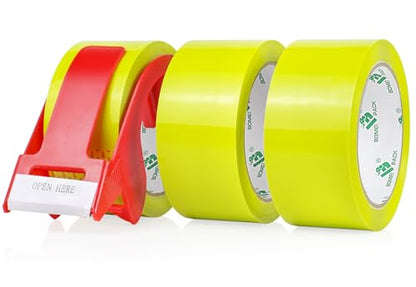 BOMEI PACK Light Yellow Heavy Duty Packing Tape 3 Rolls, 1.88 inches Wide, 55yds Length per roll, Light Yellow Refill Tape for Packaging and Shipping for Carton Sealing Tape - color: light yellow