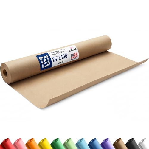 Natural Kraft Brown Construction Paper Roll 24" x 100 ft – Made in USA – 24" Bulletin Board Paper for Classroom & School, Teachers & Kids - color: Brown, size: 24"W x 1200"L