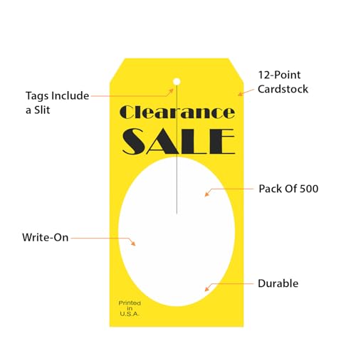 “Clearance Sale” Price Tag with Slit | 2.375" x 4.75", Pack of 500