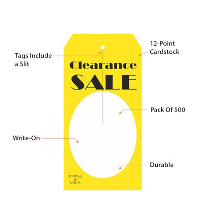“Clearance Sale” Price Tag with Slit | 2.375" x 4.75", Pack of 500