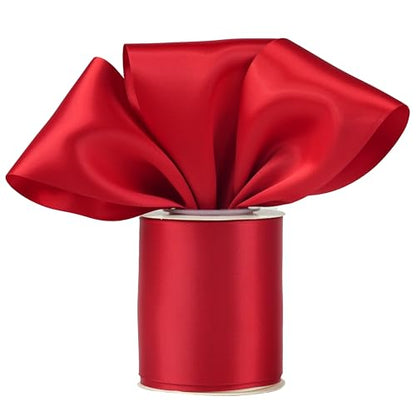 Red Double-Faced Satin Ribbon, 3 Inch x 10 Yards - color: Red