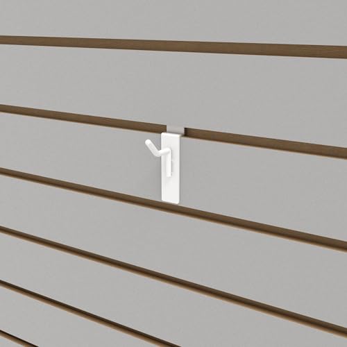 Econoco Slatwall Deluxe Hooks, 96 Pack, White, 1in - color: White, size: 1" Length