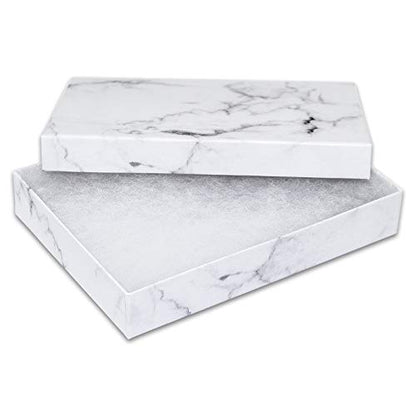 TheDisplayGuys 25 Cardboard Gift Jewelry Boxes w/Paddings #53-5.4x3.9x1 - color: Marble White
