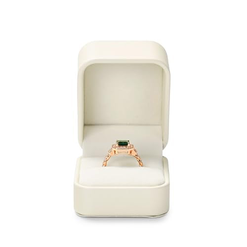 Beige PU Leather Proposal Engagement Ring Box Ring Gift Box - color: Beige Ring Box
