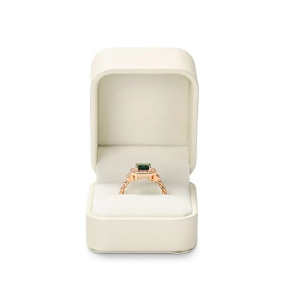 Beige PU Leather Proposal Engagement Ring Box Ring Gift Box - color: Beige Ring Box