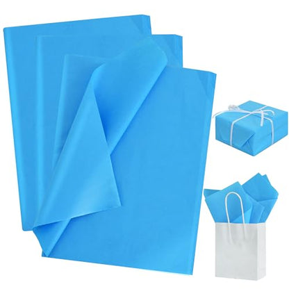 BEISHIDA 100 Sheets Blue Tissue Paper Bulk, Wrapping Tissue Paper for Gift Bags, 14 x 20 Inch Gift Wrap for Birthday Wedding Graduation DIY Crafts Holiday Flowers - color: blue