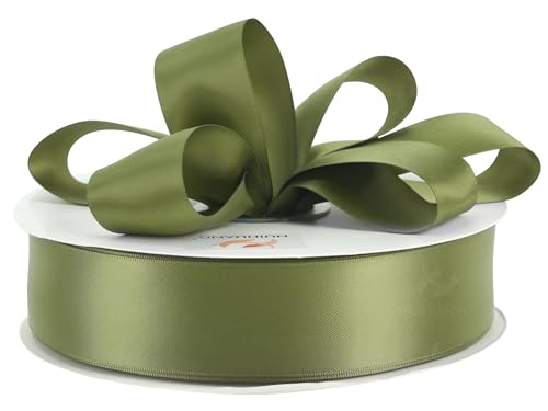 HUIHUANG Moss Green Double-Faced Satin Ribbon 1-1/2 inch x 100 Yards - color: Moss Green, size: 1-1/2 inch