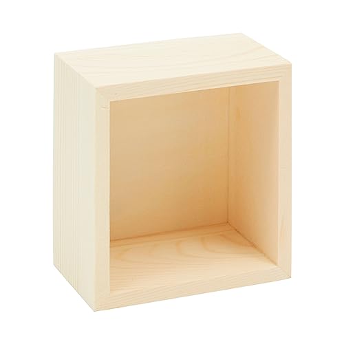 Bright Creations Centerpieces - 10 Unfinished Pine Mini Wood Crates 4 x 4 x 2.3 In & Sanding Sponge, Cream & Brown - DIY Craft Decor & Storage Display