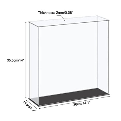 MECCANIXITY Acrylic Display Case Plastic Box Cube Storage Box Clear Small Assemble Dustproof Showcase 14.1x4.3x14 Inch for Collectibles Items - size: 14.1x4.3x14 Inch