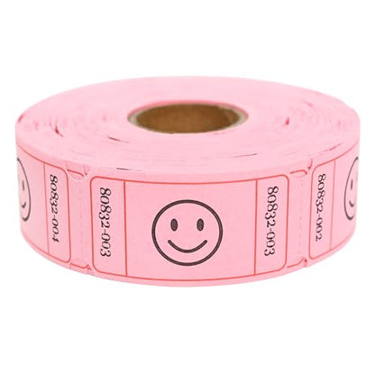 LLIKED 500 Raffle Tickets 1x2inch Smile Pink Single Roll for Events - color: Pink, size: 1"x2"