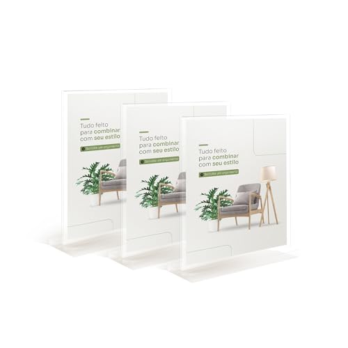YUNCHUN 3 Packs Acrylic Sign Holder 5 x 7 Standing, L-Shape Magnetic 5 x 7 Clear Menu Holder, Table Display Stand of Slant Back & Acrylic Frame for Store, Wedding, Restaurant, Hotel, Office Use - style: 3 PCS (5 x 7 Inches)