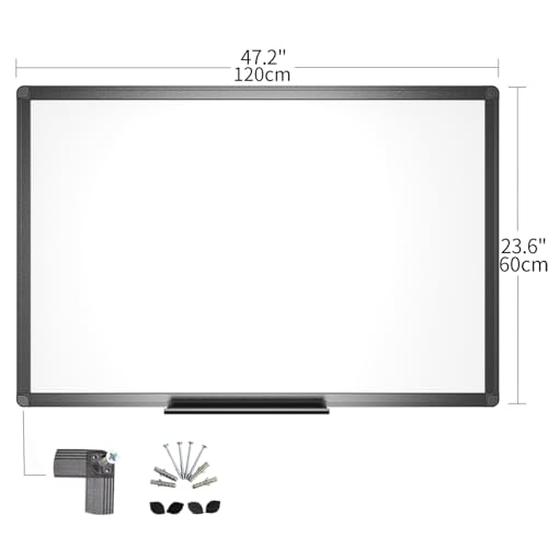 VIZ-PRO Magnetic Dry Erase Board, 48 x 24 Inches, Black Aluminium Frame - size: 48 x 24 Inches