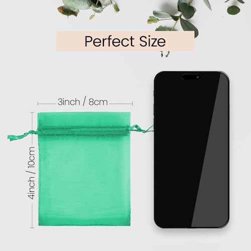 Meowoo 100PCS Organza Bags (3x4inch, Dark Green) - color: darkgreen-3x4in-100p, size: 3x4in