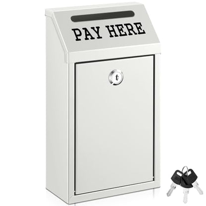 Yaocom Metal Money Cash Box,White,10.2 X 5.7 X 2.8 Inch - color: White, size: 10.2 x 5.7 x 2.8 Inch