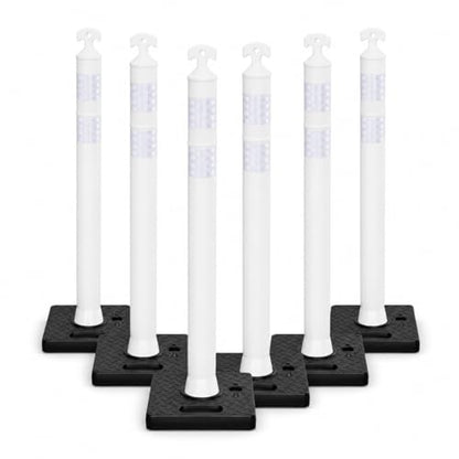 BESEA 6 Pack 42 Inch Traffic Delineator Cones with Water-Fillable Base - color: White, size: 42"- Waterfilled Base