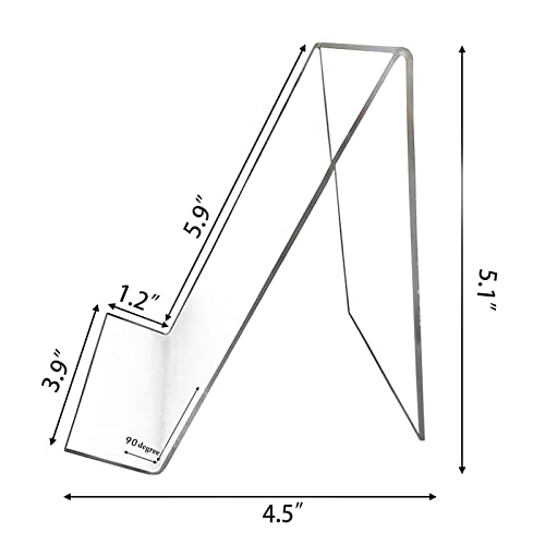 10 PCS 6‘’ x 4‘’ Acrylic Book Display Stand Clear Easel Without Ledge Tablet Holder for Displaying Books, Pictures, Notebooks, CDs, Artworks, etc (Large)