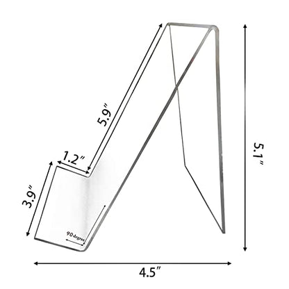 10 PCS 6‘’ x 4‘’ Acrylic Book Display Stand Clear Easel Without Ledge Tablet Holder for Displaying Books, Pictures, Notebooks, CDs, Artworks, etc (Large)