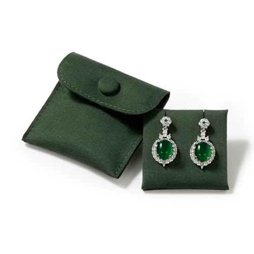 Oirlv Velvet Earring Pouch Travel Case, Green - color: Green, size: 2.76"×2.76"