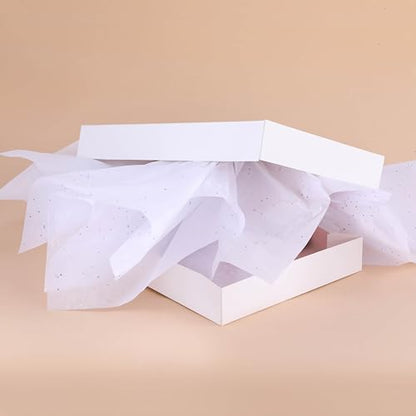 SUNCOLOR 36 Sheets Glitter White Tissue Paper, 20 x 20 Inch Sparkly Wrapping Paper for Gifts, Crafts, Weddings, Baby Showers, Packaging - color: White