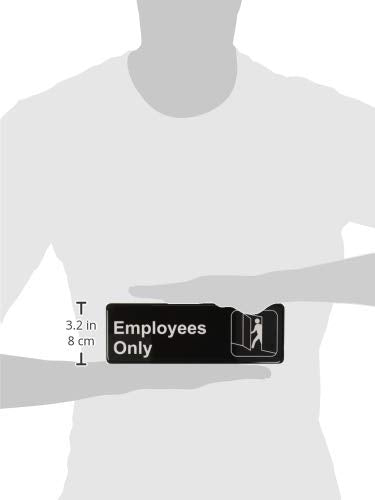 Thunder Group PLIS9304BK "Employee Only" Information Sign with Symbols, 9 by 3-Inch (Pack of 2) - size: 9" x 3" (Pack of 2)