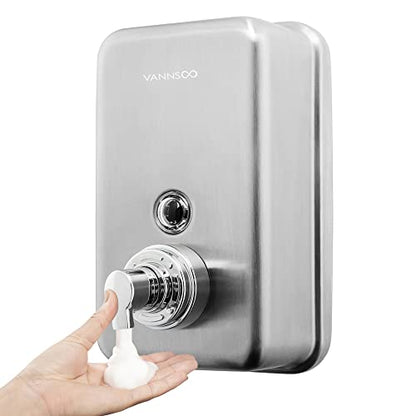 Commercial Wall Mount Stainless Steel Foaming Soap Dispenser, 40 oz (1200ml) Industrial Refillable Foam Hand Sanitizer Dispensers for Bathroom and Kitchen - size: 1200ml (H8)