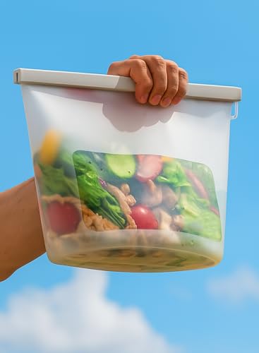 Reusable Silicone Food Storage Bags (Set of 4), Dishwasher Oven Microwave Freezer Safe, Eco-Friendly 100% Platinum, Leakproof Sous Vide Bags, Premium Lunch Containers, 2 Snack 2 Sandwich, Clear - color: Clear