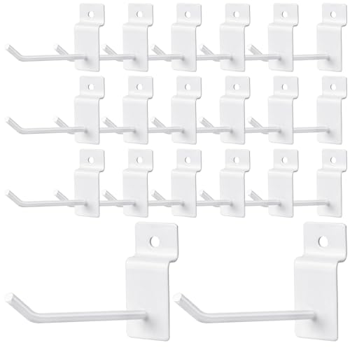100 Pcs 4 Inch Slat Wall Hanging Hooks, White Iron Hooks for Display, Heavy Duty, Rust Resistant - color: White