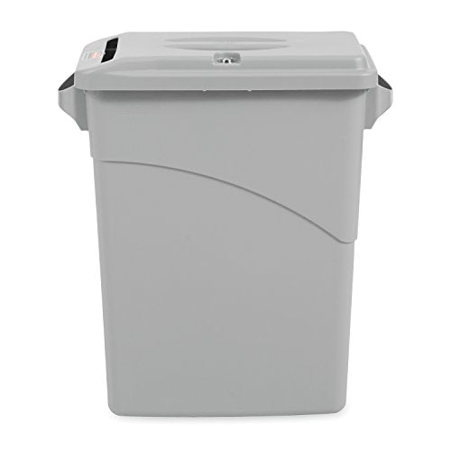 Rubbermaid Commercial Products Slim Jim Confidential Document Trash Can with Lid, 16-Gallon, Gray, Keyed Lock for Secure Disposable of Documents - size: 16G Container with Lid