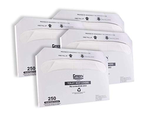 Gmark Paper Toilet Seat Covers, Thick Strength 100% Virgin Paper, Disposable Half-Fold Covers for Public Restroom Dispensers, 4 x 250 (1000 Total) GM2002