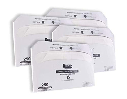 Gmark Paper Toilet Seat Covers, Thick Strength 100% Virgin Paper, Disposable Half-Fold Covers for Public Restroom Dispensers, 4 x 250 (1000 Total) GM2002