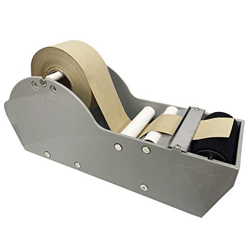 QILIMA Desktop Grey Water Activated Tape Dispenser with Reinforced Kraft Paper Gum Tape 1.88In x 55 Yards for Shipping, Carton and Box Sealing - color: Gray