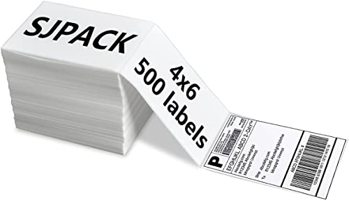 SJPACK 4x6 Thermal Labels, Shipping Labels with Perforated Line, Commercial Grade Thermal Shipping Label Paper, Pack of 500 - size: 500 Labels