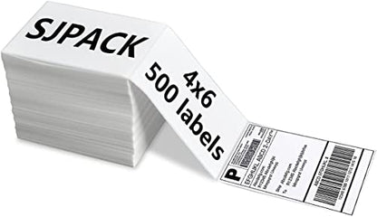 SJPACK 4x6 Thermal Labels, Shipping Labels with Perforated Line, Commercial Grade Thermal Shipping Label Paper, Pack of 500 - size: 500 Labels