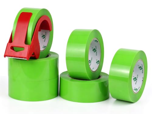 BOMEI PACK Fluorescent Green Packing Tape Refills, 6 Rolls of Heavy Duty Packaging Tape for Moving Sealing, Moving Supplies,2.52 Mil Thick, 1.88 in Wide, 110 Yards PER Roll,Total 660 Yards - color: Light Green