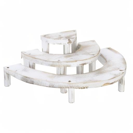 MyGift 3 Tier Wooden Display Riser Stand Whitewashed Dessert Shelf - color: Whitewashed